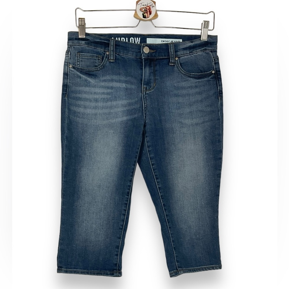 DKNY Jean Shorts Low Rise Bermuda Dark Blue Wash Denim Womens Ludlow Size 2